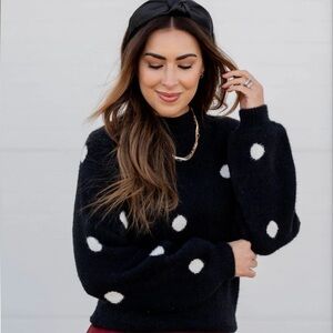 Black and White Polka Dot Sweater